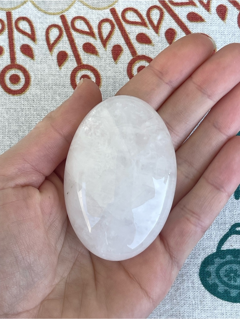 Polished White Crystal Palm Sized Stone